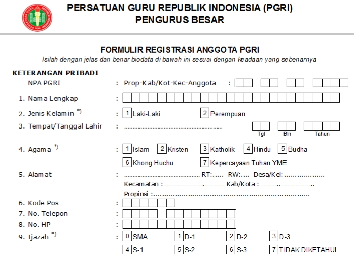 Pendaftaran PGRI Seberangulu - Persatuan Guru Republik Indonesia Cabang Seberangulu